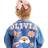 Baosity Personalized Kids Denim Jacket with Names, Custom Jeans Jacket, Girl Toddler Clothes 1-10T, Spring&Fall Jackets, Boys' & Girls' Outerwear, 1-10 Years Old Girls Boys Birthday Christmas Gifts