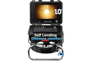 DANCULPE Sewer Camera with 512Hz Sonde Transmitter, Self-Leveling, Distance Counter, Pipe Inspection Camera with Plumbing Snake 100 ft, 720P HD 10" IPS Screen, IP68 Waterproof Drain Camera with DVR 30M Cable