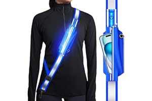Ylzzrs Reflective Sash Gear for Walking at Night,LED Reflective Belt Safety Lights,Lights for Night Dog Walking,High Visibility Type-C Rechargeable with Phone Holder for Men Women