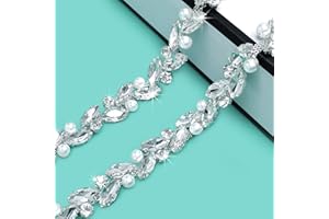 Yhsheen 1 Yard Rhinestone Trim Diamond Crystal Rhinestone Chain Sparkly Rhinestone Applique for Wedding Party Decoration & Bridal Costume Embellishment Clothing Accessories