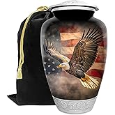 American US Flag Patriotic Eagle Urn for Human Ashes | Large Handcrafted Funeral Memorial | Decorative Cremation Urn for Women and Men