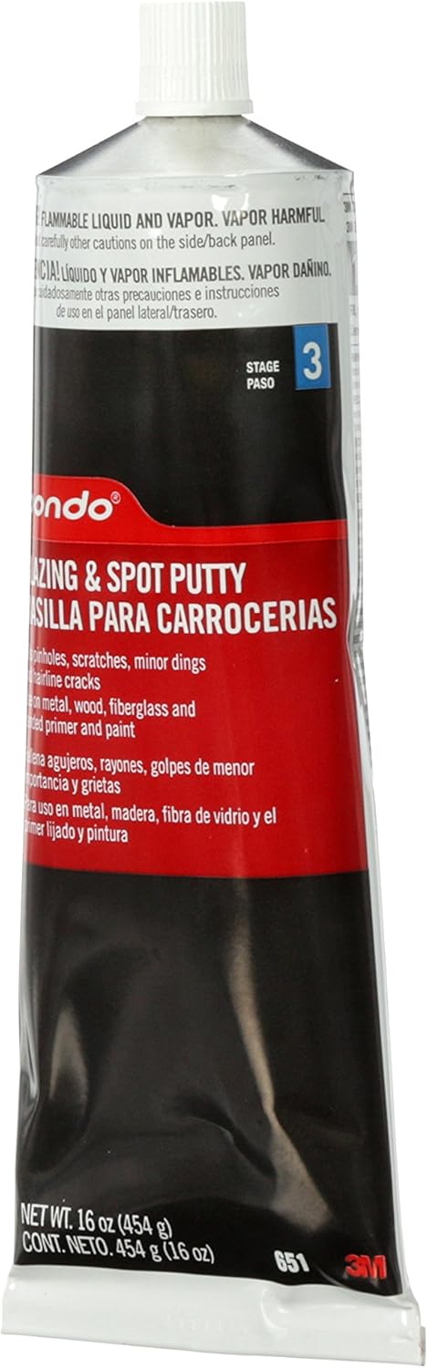 Bondo Glazing and Spot Putty, Fills Pinholes, Scratches, Minor Dings & Hairline Cracks, 16 oz, 1 Tube: Automotive