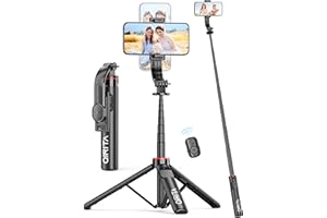 51" Aluminum Selfie Stick Tripod with Wireless Remote, 360 Rotation Portable Travel Smartphones Tripod Stand for Cell Phone H