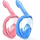 Kids Snorkel Mask Full Face, Snorkeling Gear for Kids 2-14 with Camera Mount, 180 Degree Panoramic View Snorkeling Set Anti-Fog Anti-Leak