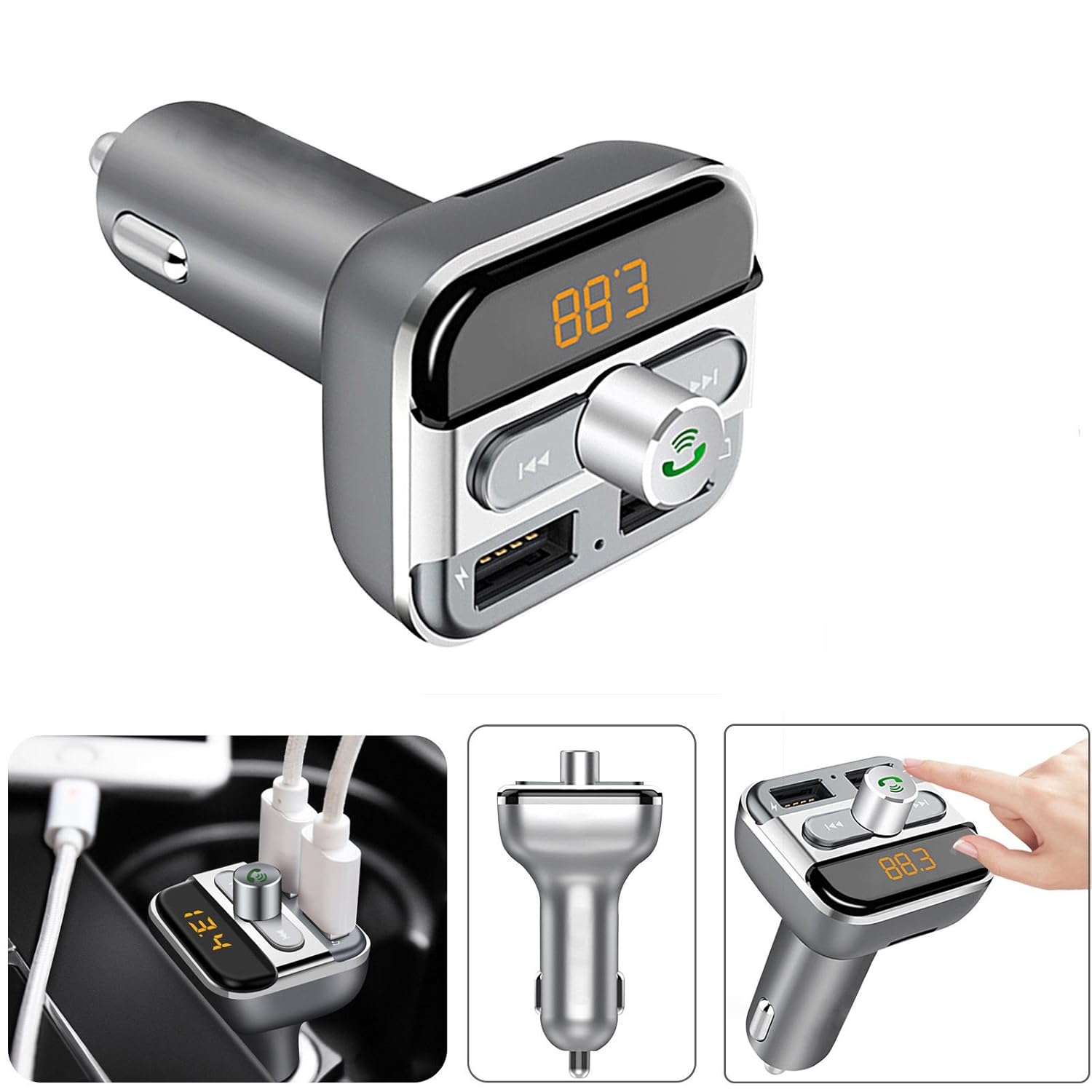 偉大な ワイヤレス車載bluetooth Fm送信機リンクスタイルワイヤレス車ラジオアダプタ車キット デュアルusbの車の充電器ハンズフリー通話 Mp3 Player サポートtfカード Usbドライバ For Iphone Ipad Samsung B078mvmks8 新発売の Oasipigno Com