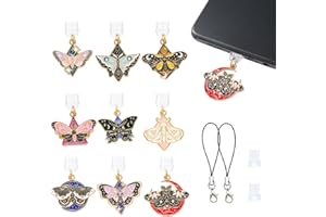 WEWAYSMILE 7-10Pcs Dust Plug Charm Type C with Alloy Pendants Cute Cell Phone Charms for Most Type C Phone,Readers Device