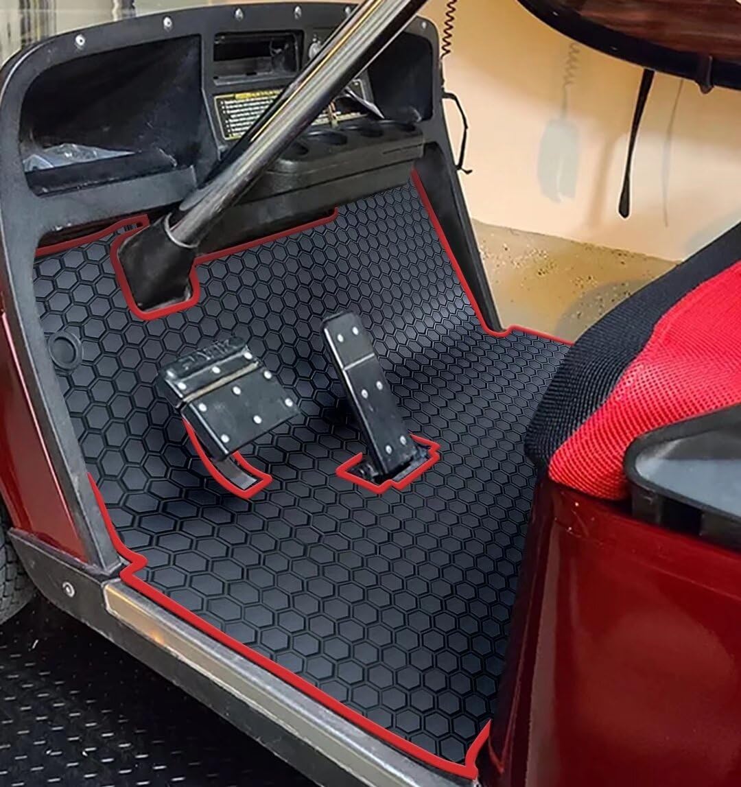 Photo 1 of Matericuo Golf Cart Floor Liner Mat Full Coverage Custom Fit for EZGO TXT (1994-2025),Express S4 (2012-2020)?Cushman Workhorse?EX1 (2020),Valor,Navitas,Some Star Carts Red