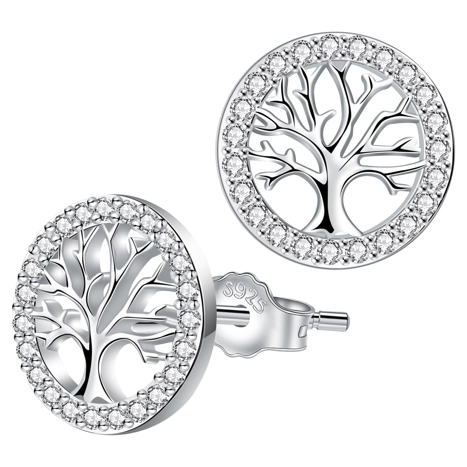 Micory Tree of Life Earrings for Women 925 Sterling Silver with 3A Cubic Zirconia — image 1