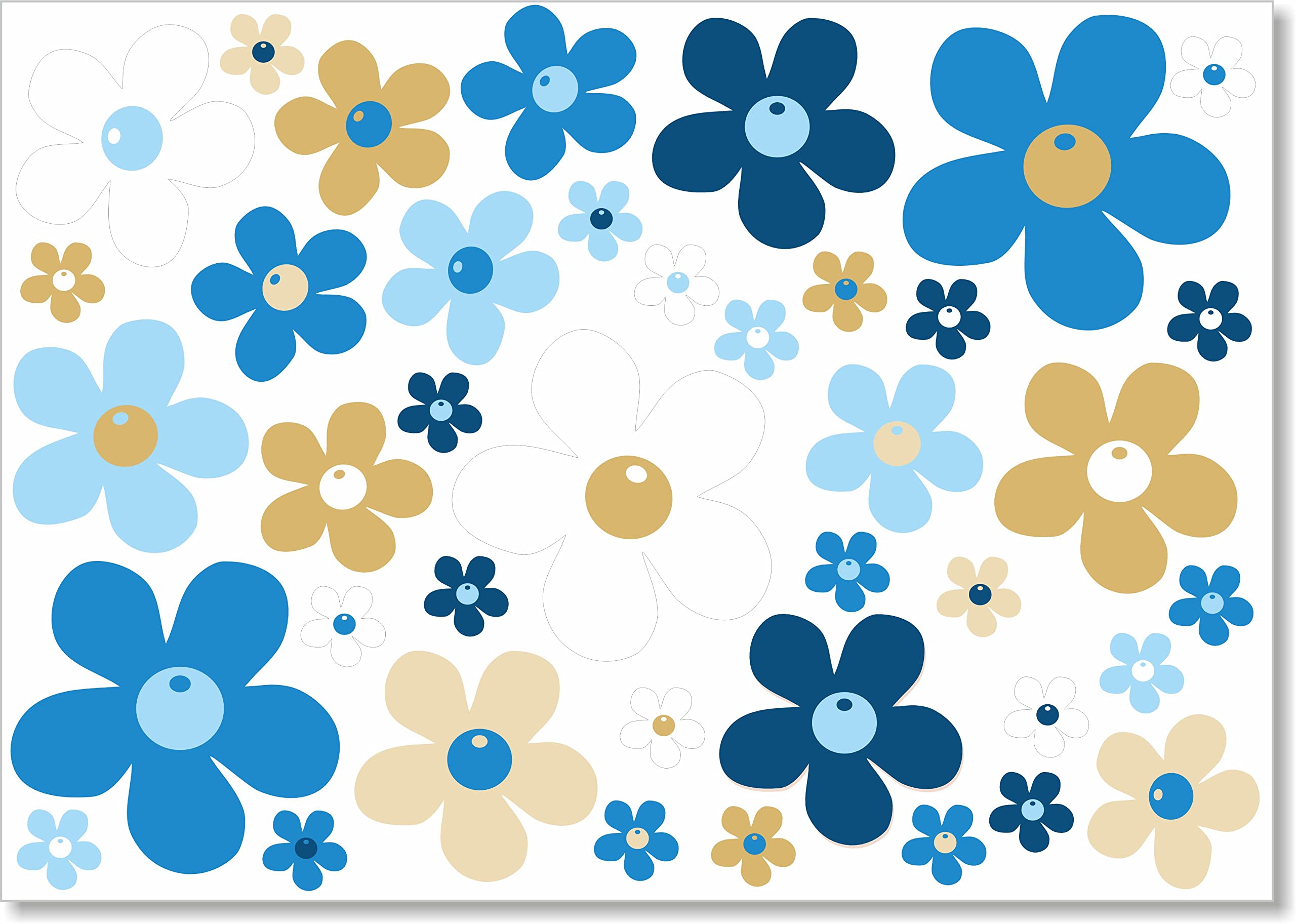 beihaasnatuerlich® 40 Flower Stickers Plush Set Flowers for Kitchen, Bathroom, Car, Bike, Suitcase, Laptop, Mobile Phone, Wheelie Bin Stickers, Bobbycar, Scooter, Waterproof Stickers Outdoor
