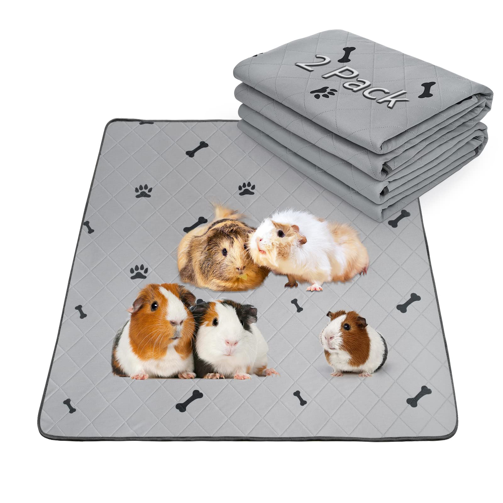 Washable Dog Pads, 50x70cm 2 Pack Reusable Whelping Mats, Absorb Non-Slip Puppy Training Mats for Whelping, Potty, Training, Playpen, Crate