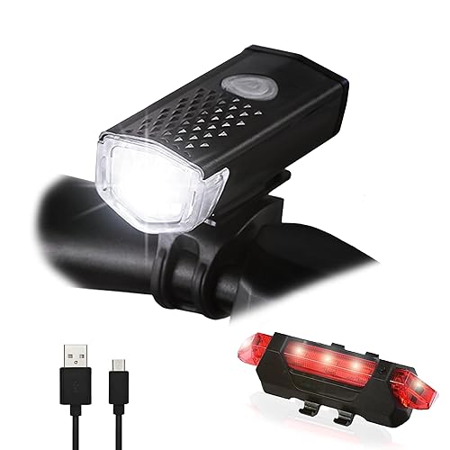 USB Rechargeable Bike Lights Set Bike Lights For Night Riding, 3 Light Modes, Ideal for City Commuting, Mountain Biking, and Outdoor Adventures with Front Headlight and Rear Taillight Bike Accessories