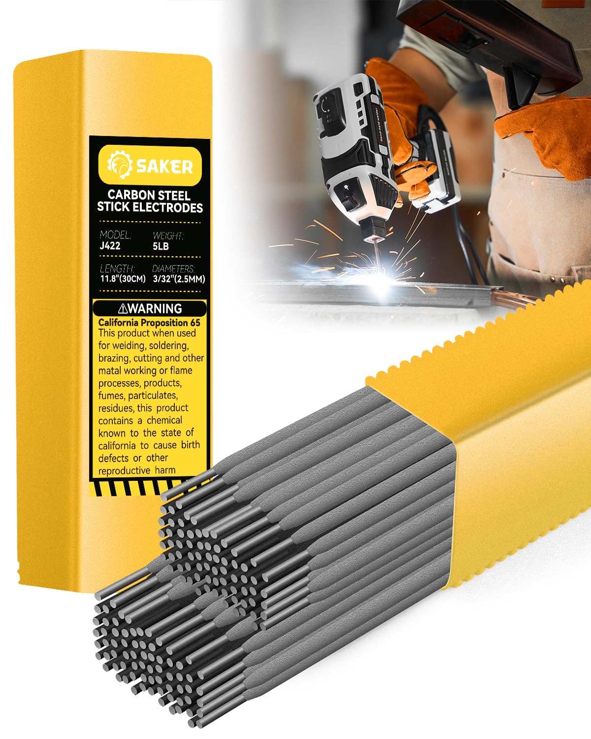 Saker E6013 Welding Rod 3/32'' 5LB Carbon Steel