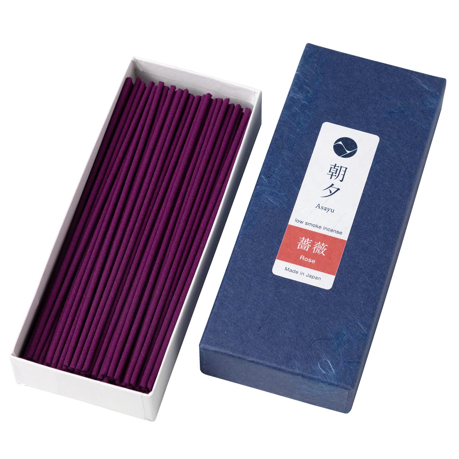 Asayu Japanese Low Smoke Incense Sticks Rose Floral Scent - ca. 80 sticks, 40gr - Made in Japan - Quality, Natural Material - Perfect for Meditation and Relaxing