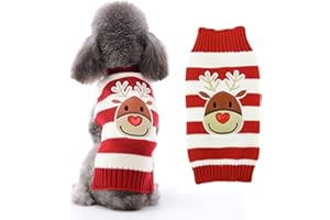 HRTTSY Dog Christmas Sweater Cute Reindeer Xmas Dog Holiday Festive Sweaters Pet Cold Weather Outfit Warm Knitwear Jumper Sweaters for Small Medium Large Dogs Cats(Reindeer,S)