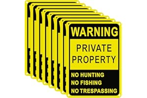 Lineshading 8 Pcs Large Posted No Hunting No Trespassing Signs Private Property Weatherproof Sign Reflective Aluminum Sign for Warning Hunting Fishing Trapping Outdoor(Yellow,10x7")