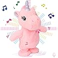 Easfan Talking Unicorn Repeats What You Say Walking Singing Stuffed Animal Electric Interactive Plush Toy Funny Animated Toy Mimicking Speaking Birthday for Kids Toddlers Pink,10''
