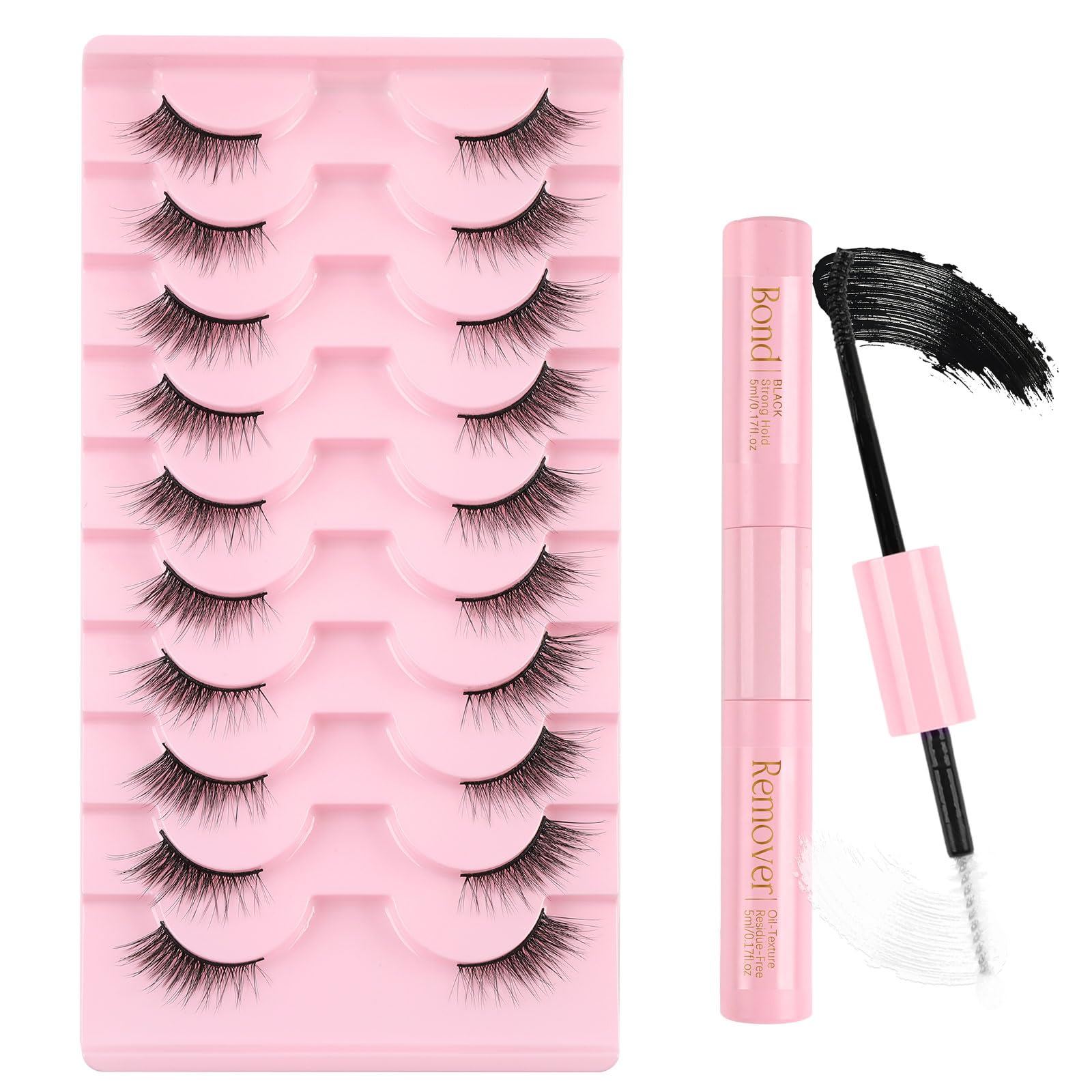 Kiusatig HalfLashes Wispy Cat Eye Fluffy 3/4 Fake Eyelashes 10 Pairs Corner Lashes — image 1