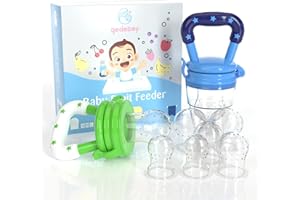 GEDEBEY Baby Food Feeder/Fruit Feeder Pacifier Nibbler (2 Pack) - Infant Teething Toys | Silicone Feeder Baby | Mesh teethers for Babies | Baby Feeding Essentials | Frozen Breastmilk Teether (Green&Blue)