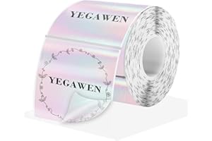 YEGAWEN 2" x 2" Square Transparent Thermal Labels Stickers, Clear Thermal Labels, Transparent Holographic Pink Direct Thermals Label, Perforation Line Design- 200 Sheets
