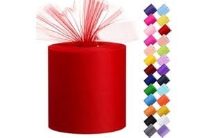 ICOSHOW Tulle Fabric Roll, 6” by 200 Yards (600FT) Tulle Organza Fabric Spool for DIY Tutu Skirt Baby Shower Decor Wedding Backdrop Crafts Birthday Party Supplies (Red)