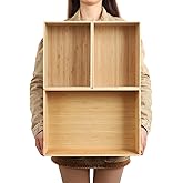 BAMOTTO CRAFTBAMBOO 3-Piece Large Bamboo Storage Box Set - 7.1in High Stackable Deep-Drawer Organizer, Lidless Bamboo Bin for Kitchen Cutlery Utensils Knives (14.6"x10.2"x7.1"*1 + 10.2"x7.3"x3"*2)