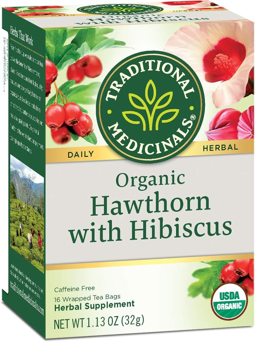 Traditional Medicinals Organic Hawthorne With Hibiscus Herbal Tea, 16 Tea Bags (pack Of 6): Health & Personal Care