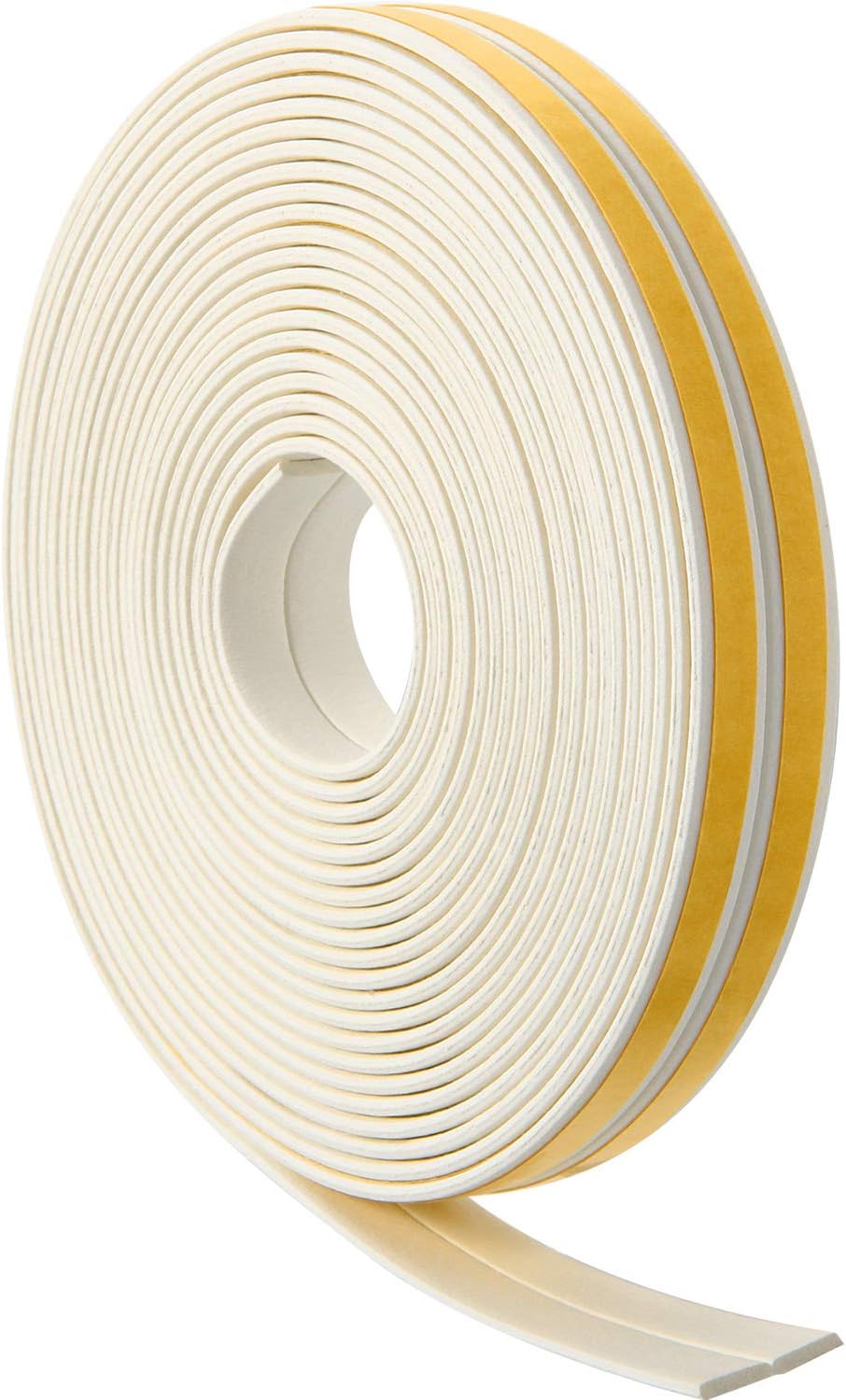 12 m Weather Strips Foam Tape Seal Strips Door Window Draught Excluder EPDM Tape Self Adhesive Weatherstrips for Sound Wind Noise Proof (White)