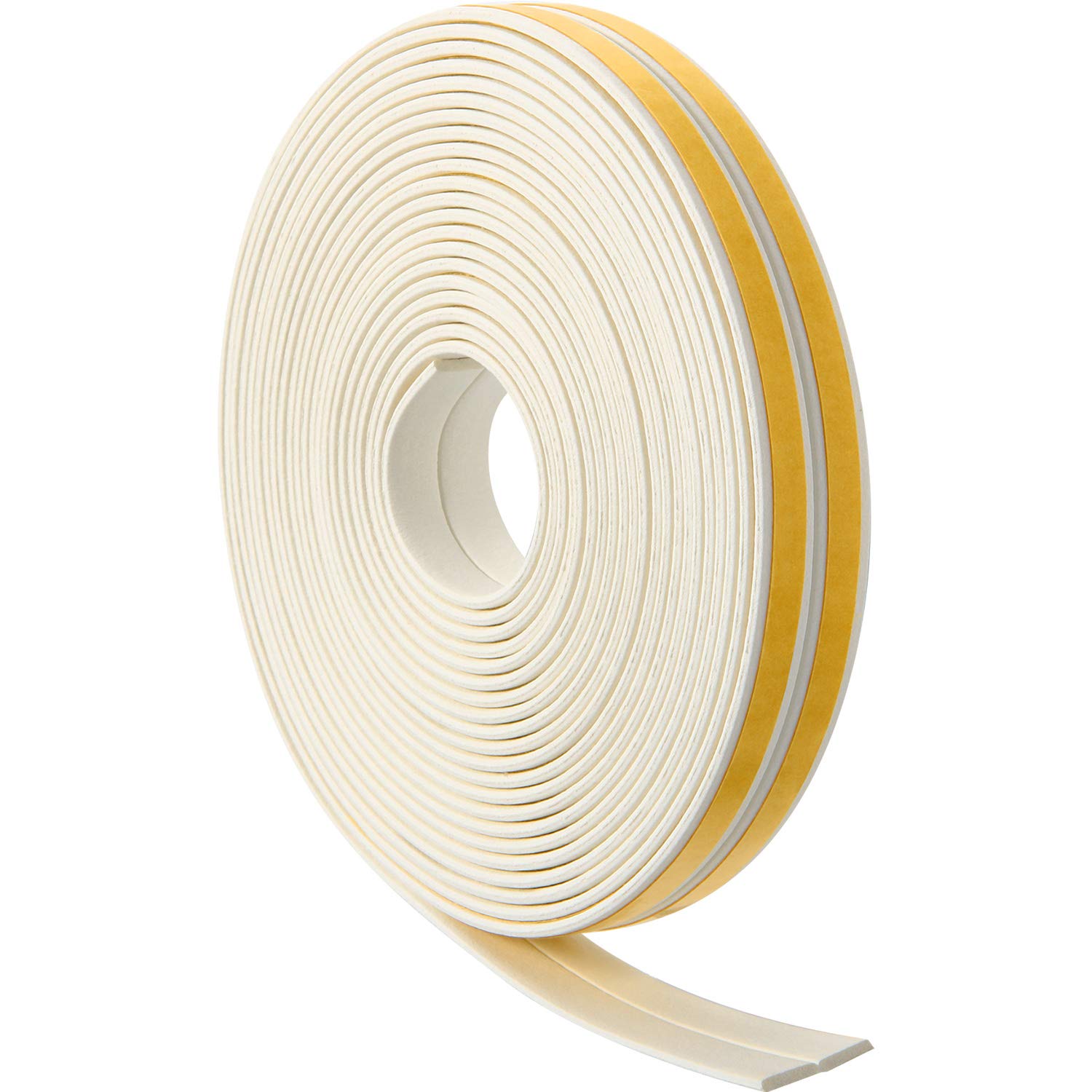 Outus EPDM Foam Tape Seal Strips, 12 m, White - Weather Strips for Sound Wind Noise Proof, Self Adhesive Weatherstrips for Door Window Draught Excluder
