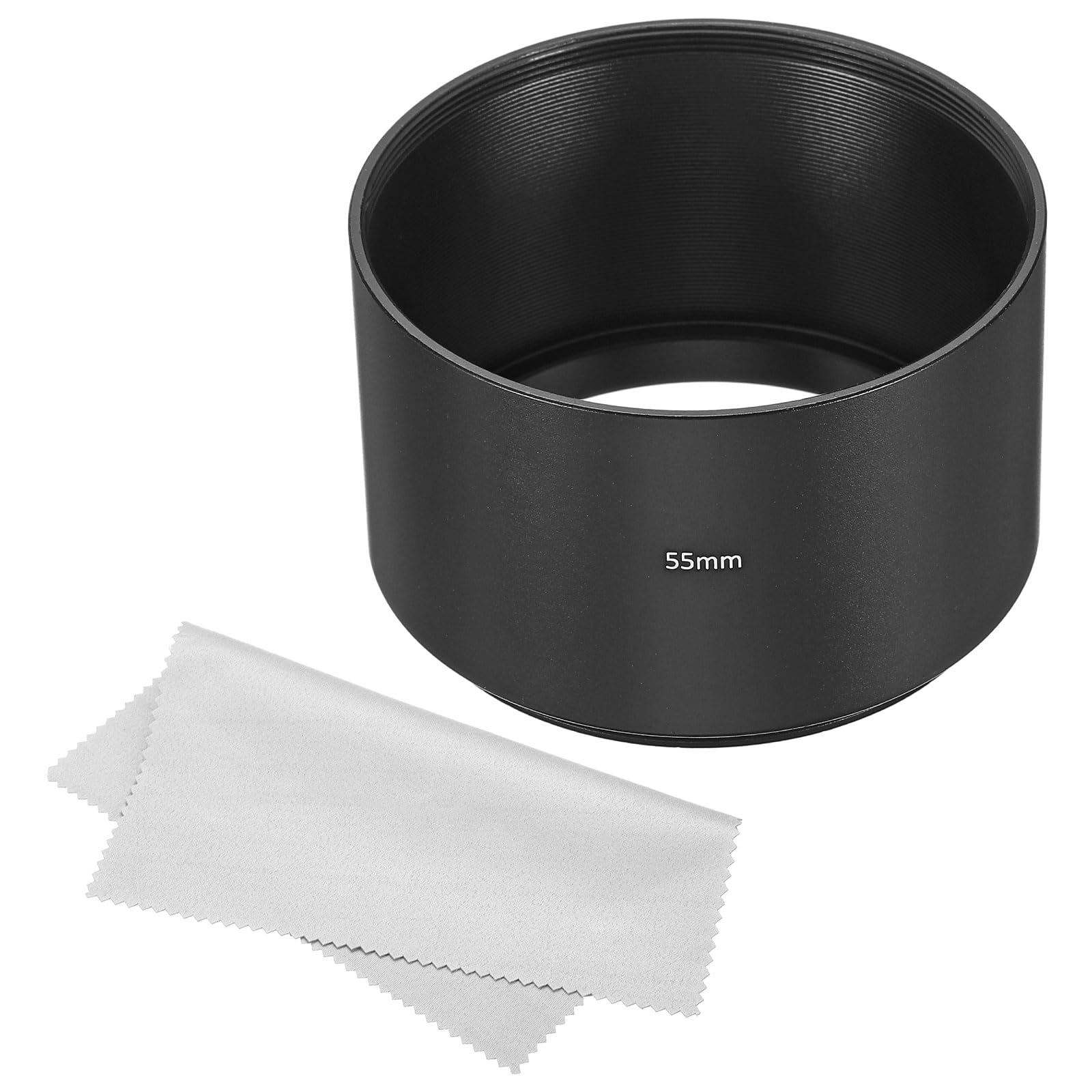 PATIKIL 55mm Lens Hood, Long Focus Frosted Surface Anti-reflective Inside Hood with Cleaning Cloth for Camera Lens, Black for Nikon, for Fujifilm, for Pentax, for Leica
