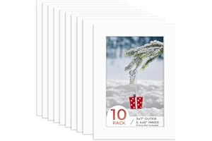 Frametory, 5x7 Photo Mat with White Core Bevel Edge 3.5x5.5 Openings, Acid Free Framing Matte for 4x6 Pictures, 4-ply Thick White Paper Mats Pack of 10