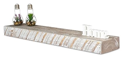levandeo Wandregal Holz Massiv 100x20cm Shabby Chic Wandboard Vintage Rustikal Design Natur Regal Bord