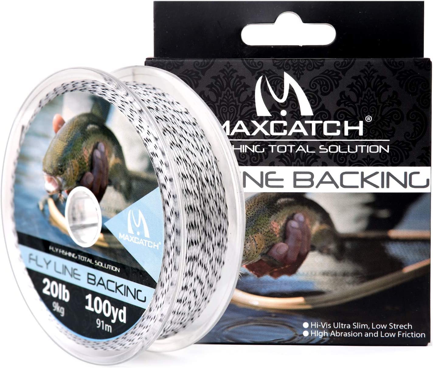 Maxcatch Braided Fly Fishing Line Backing Line 20/30LB, 92m/100yds, 275m/300yards (White&Black, 30LB 275m/300yards)