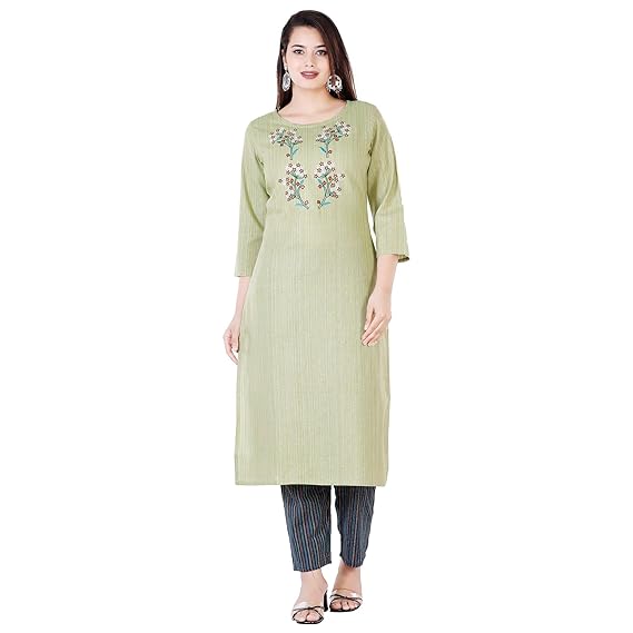 Womens Pure Cotton Embroidery Kurta with Pant Set/Womens Ethnic Set/Womens Cotton Kurta Set/Pant Set for Woemns.