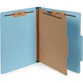 Blue Summit Supplies 10 Classification Folders, 1 Divider, Light Blue | Heavy-duty, Letter Size, 2 in Expansion, 2 Prong Fasteners, 1 Divider, for Medical and Legal Files