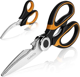 TURATA Multifunktionale Küchenschere Feine Edelstahlschere Scharfe Geflügelschere Haushaltsschere Mehrzweckschere für Fleisch, Walnuß，Fisch, Papier, Flaschenöffner