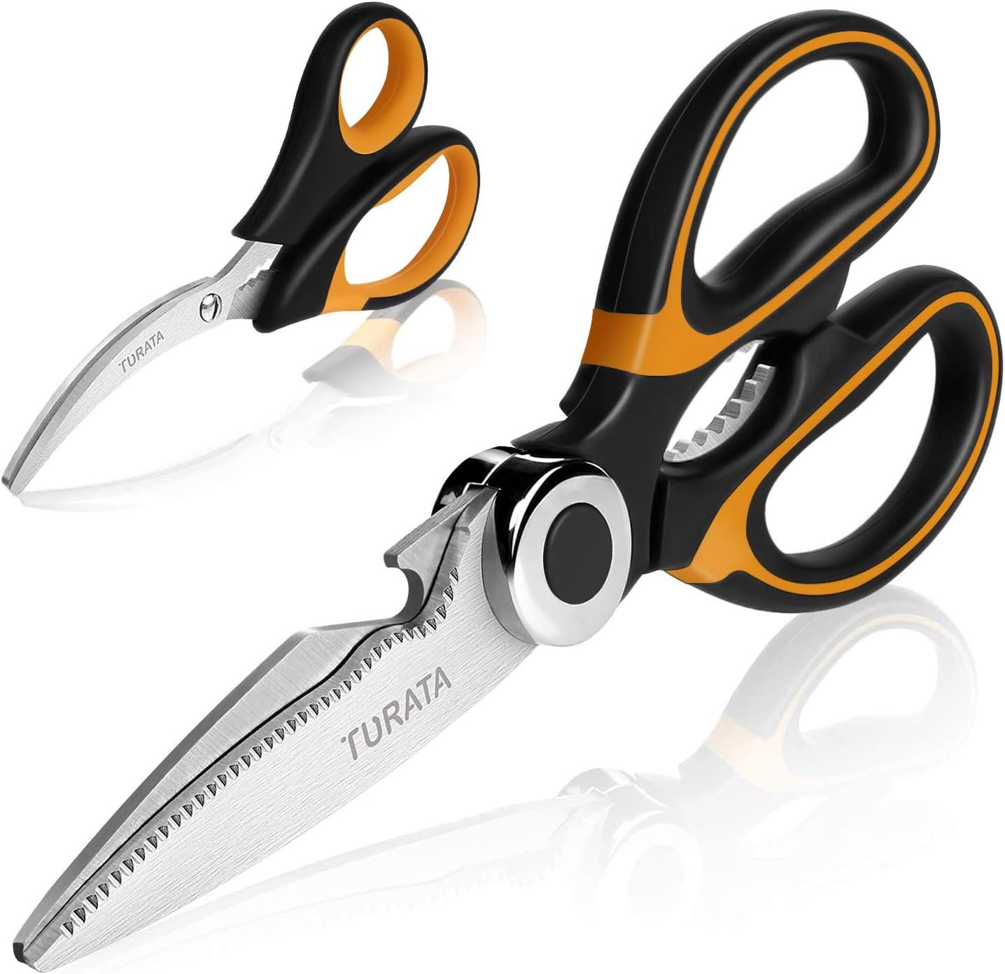 TURATA Multifunktionale Küchenschere Feine Edelstahlschere Scharfe Geflügelschere Haushaltsschere Mehrzweckschere für Fleisch, Walnuß，Fisch, Papier, Flaschenöffner