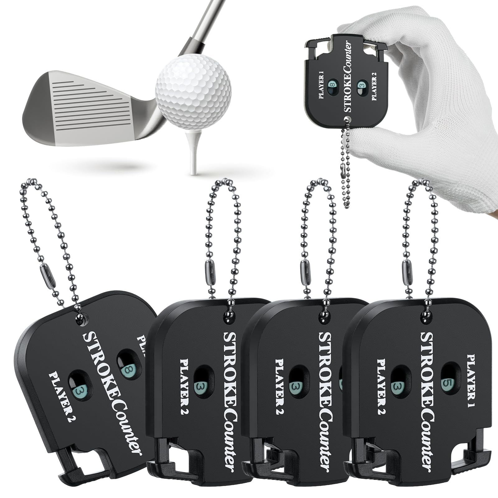 flintronic 4 Packs Score Counter, Portable Digital Golf Score Counter, Golf Score Indicator 2 Player Stroke Counter, for Counting/Golf/School/Sports Events Scoring