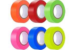 YLTOLOO 6 Pack Flagging Tape Assorted Colors, Non-Adhesive Plastic Ribbon Neon Tapes, 0.78”x600’ Marking Tape for Boundaries and Hazardous Areas, Tree Marking, Hunting, Trail Marking