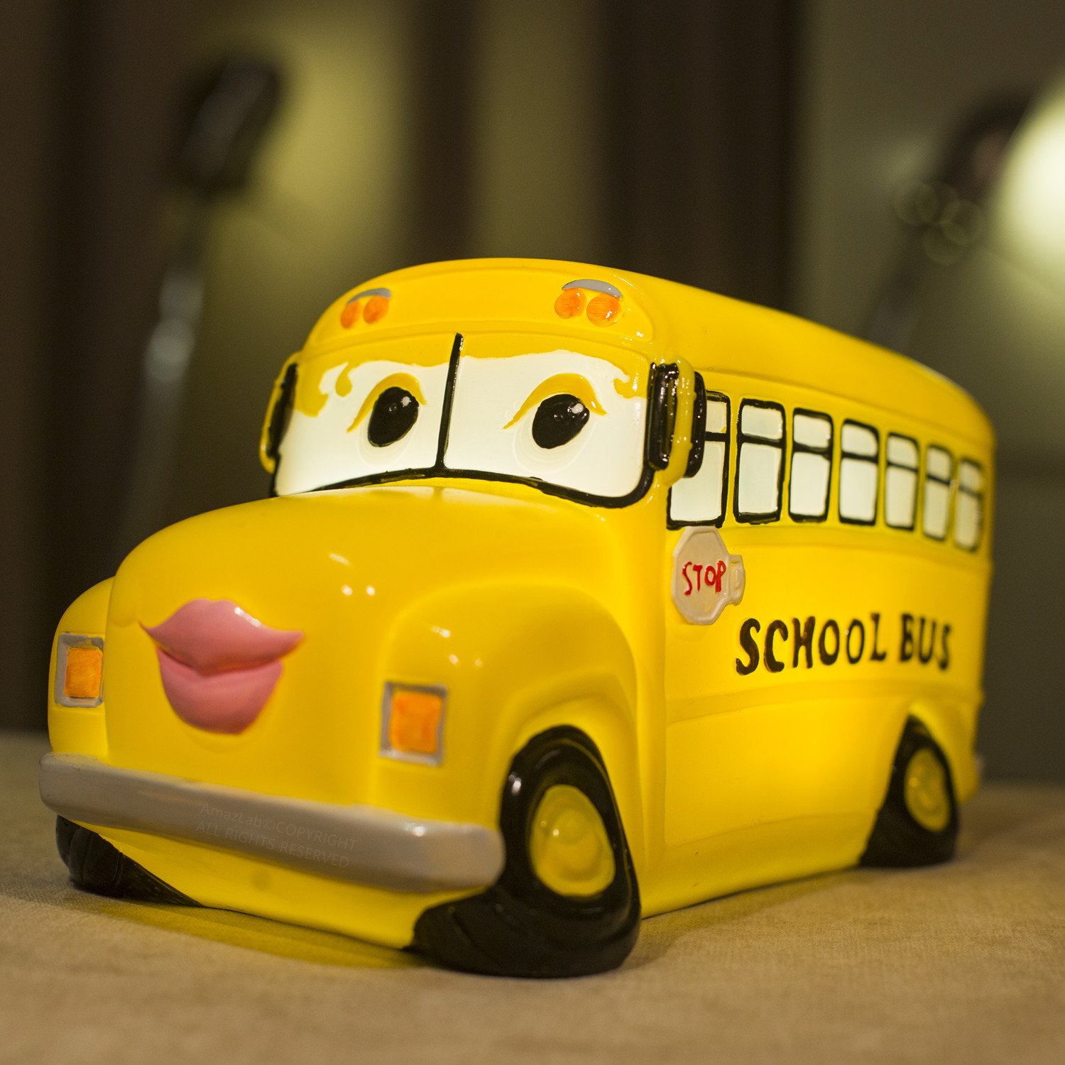 Amazlab Cartoon School Bus Table Night Lamp Kids Room Decoration