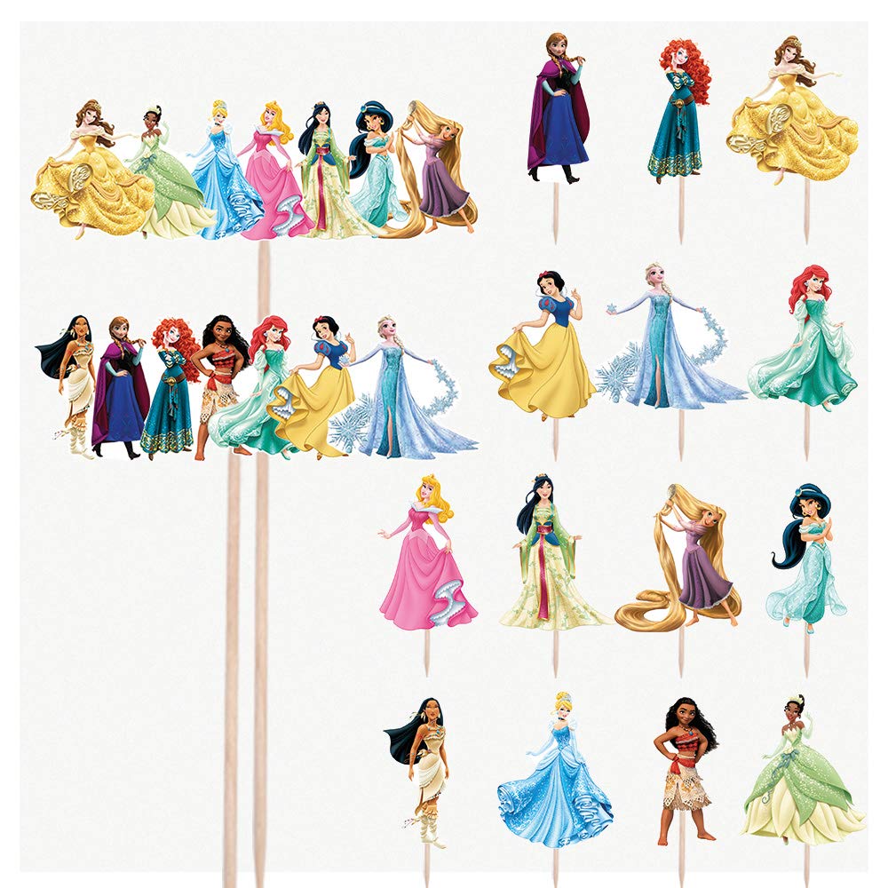 AK Giftshop Princess Mix Birthday Party Food Cupcakes Picks Decorations Toppers (pack of 16)