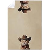 Cabana Bro Western Cat Kitchen Towels, Cats Lover Gifts for Women Decorative Hand Towels for Bathroom, Brown Farmhouse Western Cowboy Kitten Dish Tea Towels for Kitchen, 16x24 Inch