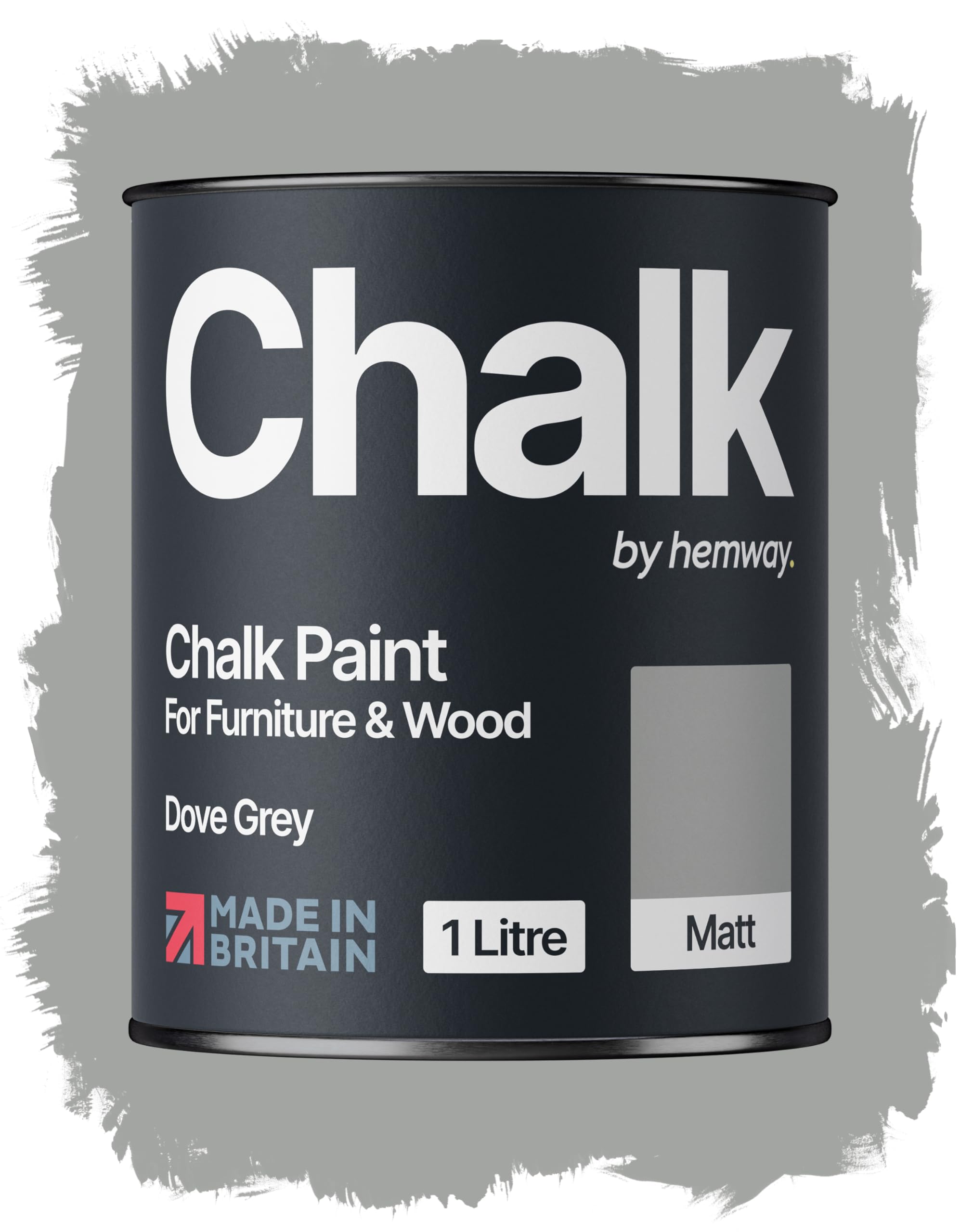 Hemway Chalk Paint Dove Grey Furniture Paint 1L, Matt Finish Shabby Chic, Chalk Furniture & Walls, Quick Dry & 1 Coat