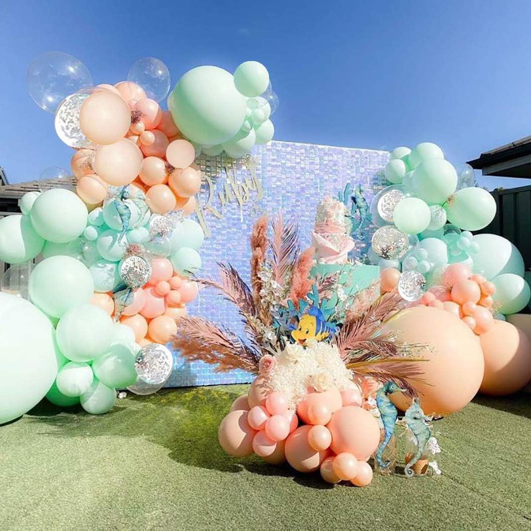 Blush Mint blue Balloons Arch Garland Kit 110 Ivory Green