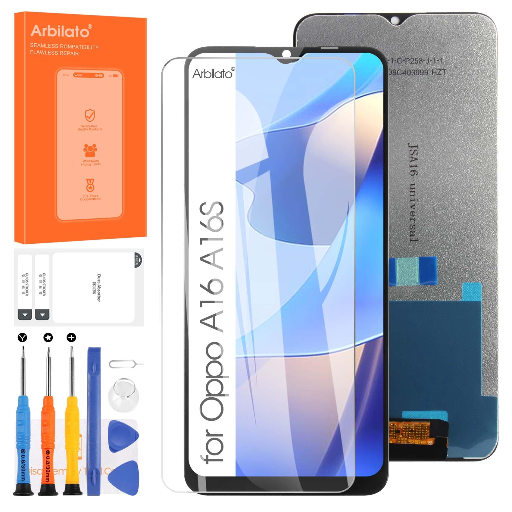 Arbilato Screen Replacement for Oppo A16 LCD Display CPH2269 Touch Screen Digitizer for Oppo A16s CPH2271 LCD Glass Panel Sensor Touch Full Assembly with Repair kit