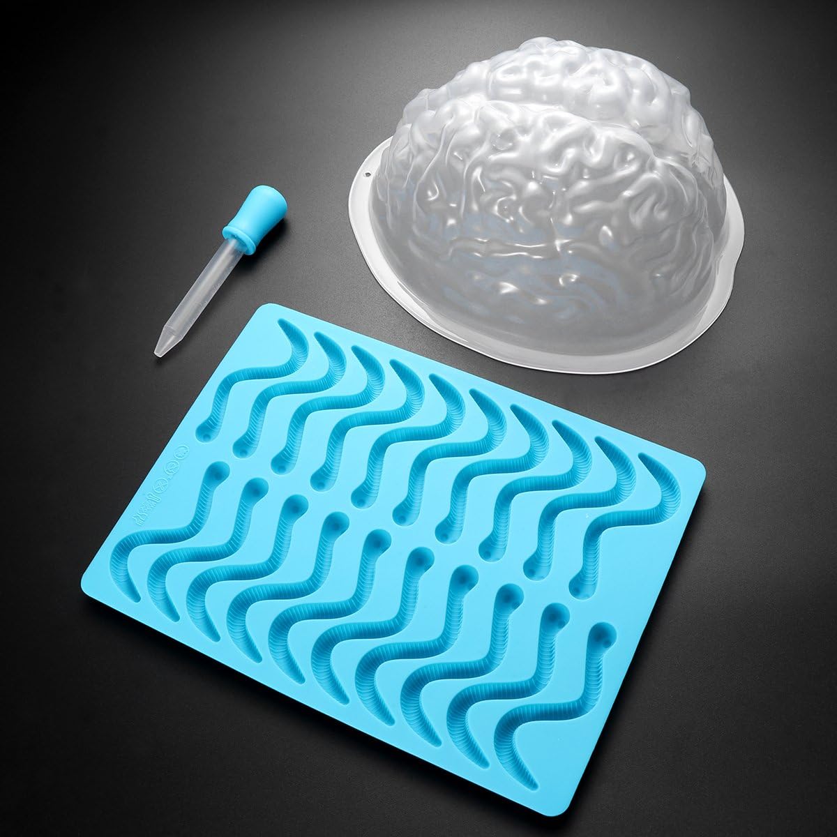 Brain Jello Mold and Silicone Worm Molds Food Grade Easy Demolding