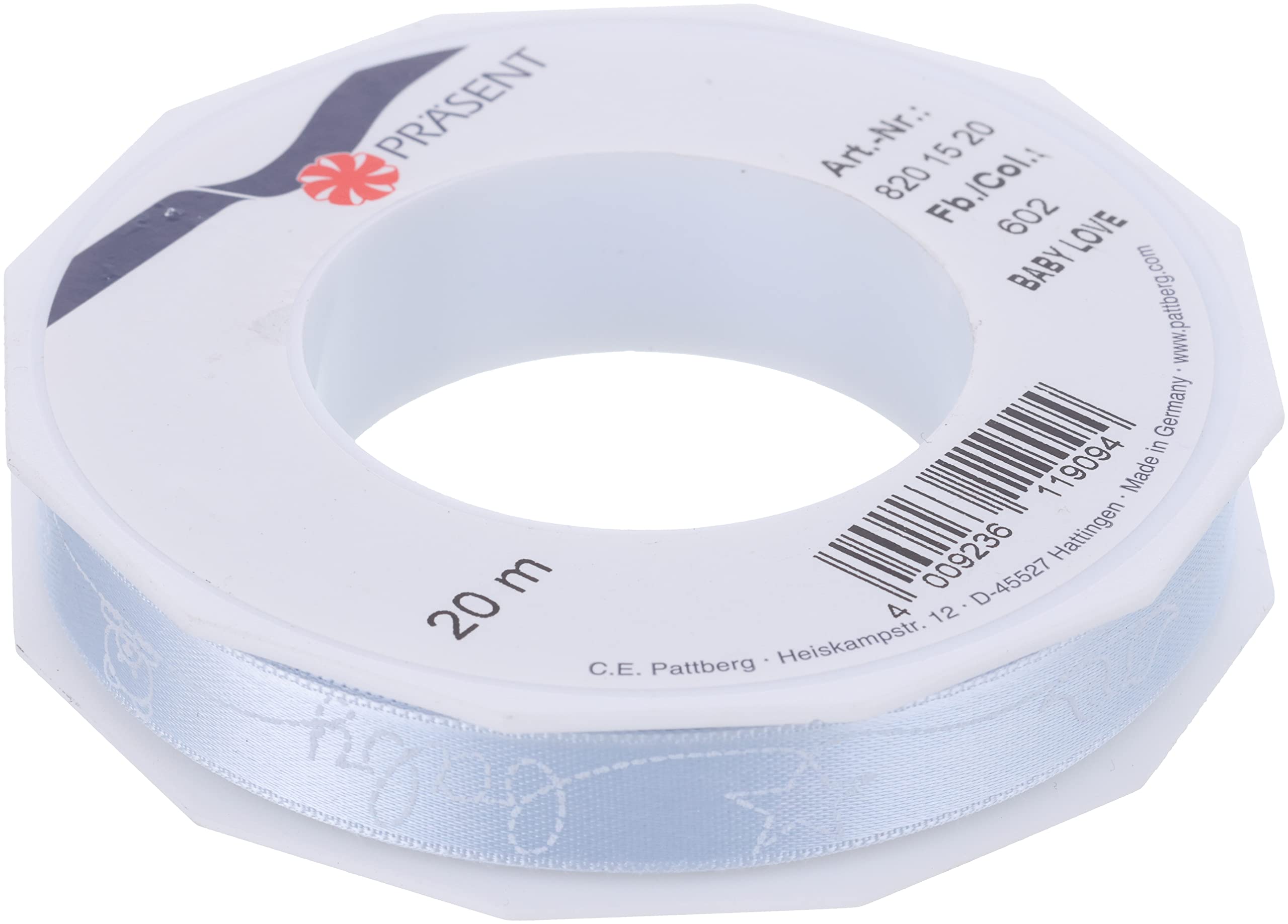 Präsent - Baby Love Printed Satin Ribbon Blue 20-m-Roll 15 mm width