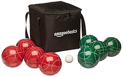 Amazon Basics 100mm Bocce Ball Set, Green/Red/White