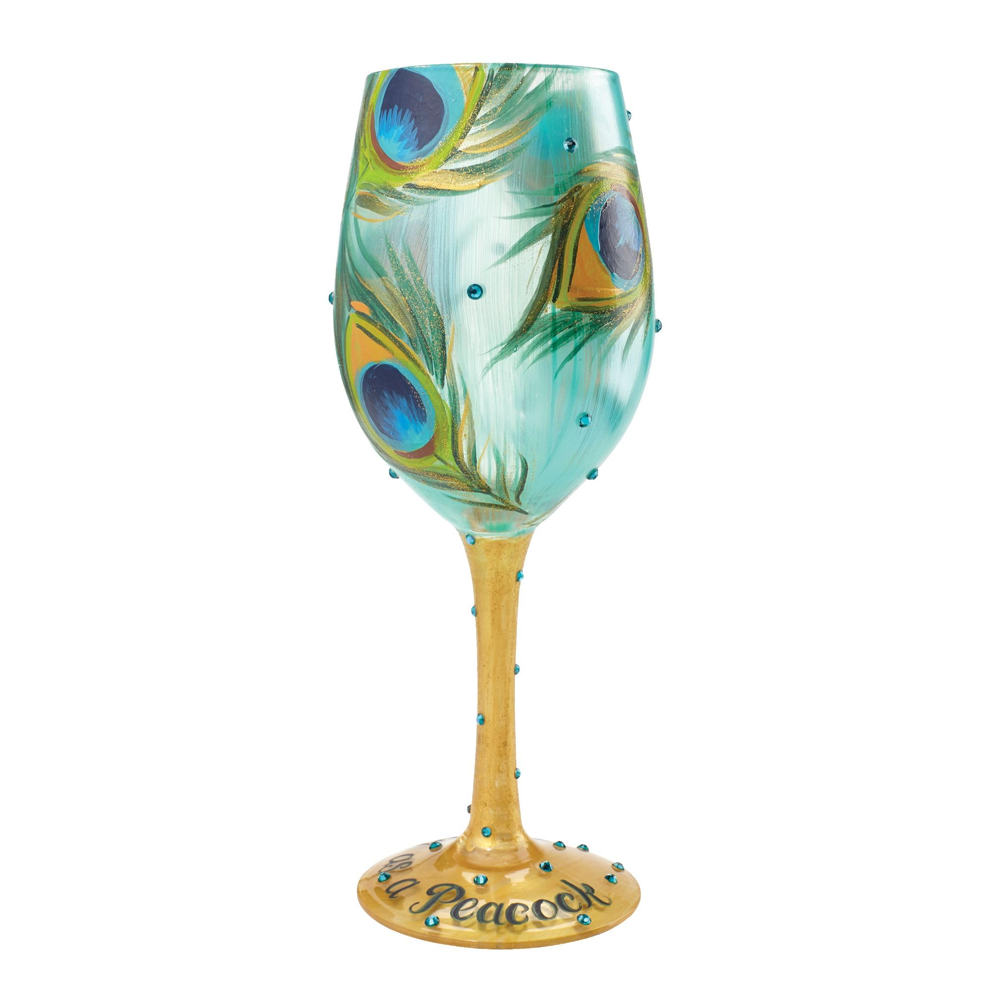 Enesco Lolita Pretty As A Peacock Wine Glass Drinking Glasses