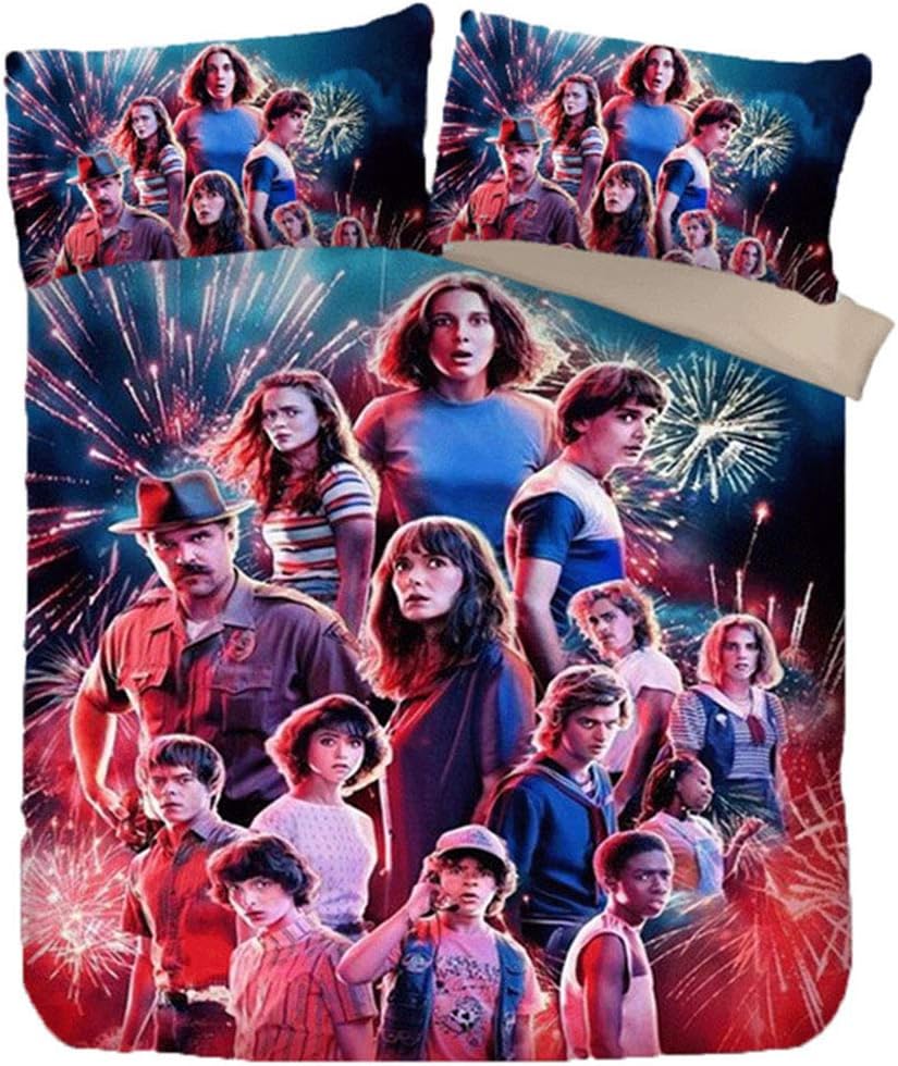 CLOVERDRESS 3D Stranger Things Duvet Cover Set Thrilling Stranger Things Bedding Set 100% Microfiber Adolescent, Adult Bed Set 3pc Including 1Duvet Cover,2Pillowcases Style9 Twin