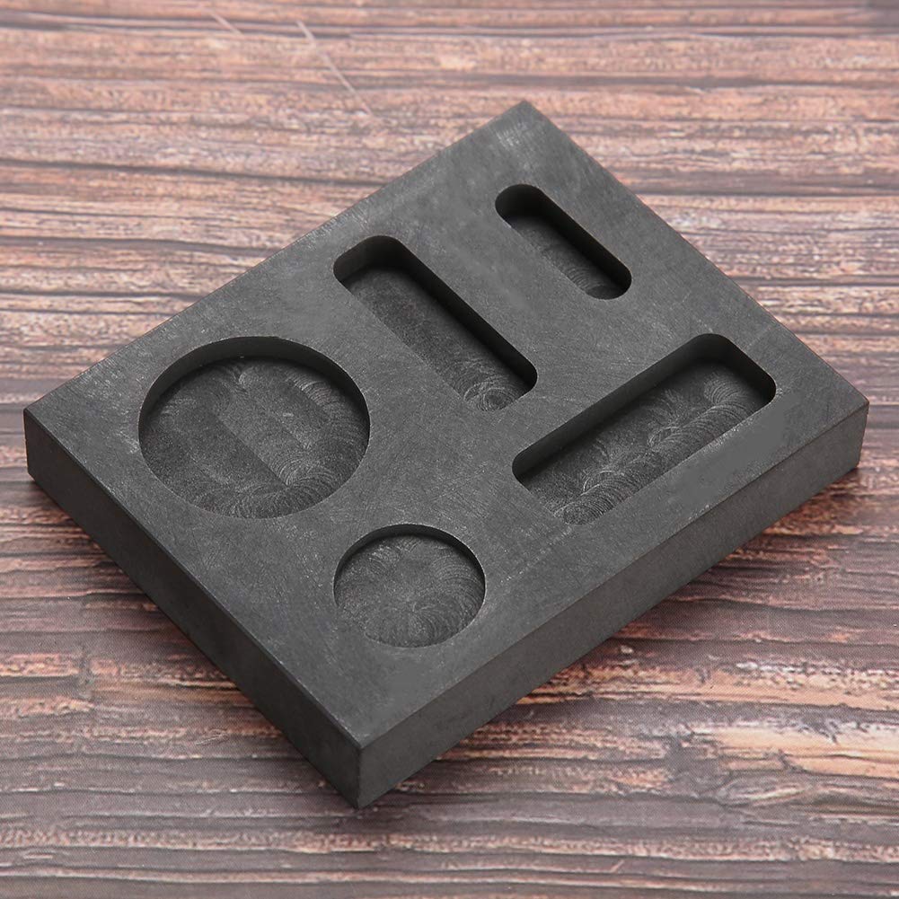 JULYKAI 5 Grooves Ingot Crucible Mold, Heat Resistant Save Energy Graphite Crucible, for Metal 2.80 * 2.01 * 0.43inch Casting Mould Gold
